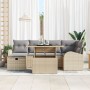 Conjunto de Sofá de Jardín de 7 Piezas con Cojines Ratán Poli Beige de , Sofás de exterior - Ref: Foro24-3359757, Precio: 498...
