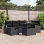 Juego de Sofá de Jardín de 7 Piezas con Cojines Negro de Ratán de , Sofás de exterior - Ref: Foro24-3359760, Precio: 495,40 €...