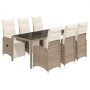 Set de mesa y sillas jardín 7 pzas con cojines ratán PE marrón en Conjuntos de jardín | Comprar online en Foru.es