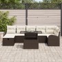 Juego de Sofás de Jardín de 8 Piezas con Cojines Ratán Poliéster Marrón de , Sofás de exterior - Ref: Foro24-3359765, Precio:...