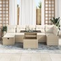 Juego de Sofá de Jardín de 8 Piezas con Cojines Beige Ratán Poliéster de , Sofás de exterior - Ref: Foro24-3359768, Precio: 5...