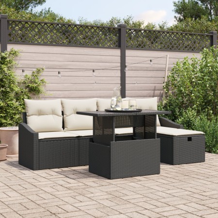 Conjunto de Sofás de Jardín de 6 Piezas con Cojines de Ratán Negro de , Sofás de exterior - Ref: Foro24-3359824, Precio: 405,...