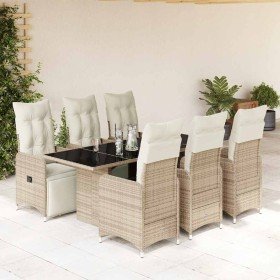 Set de mesa y sillas jardín 7 pzas con cojines ratán PE marrón en Conjuntos de jardín | Comprar online en Foru.es