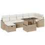 Conjunto de Sofás de Jardín de 8 Piezas con Cojines Beige Ratán Poliéster de , Sofás de exterior - Ref: Foro24-3359848, Preci...