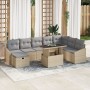 Conjunto de Sofá de Jardín de 9 Piezas con Cojines Beige de Poliratán de , Sofás de exterior - Ref: Foro24-3359857, Precio: 5...