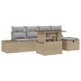 Juego de Sofá de Jardín de 6 Piezas con Cojines Beige de Ratan Poliéster de , Sofás de exterior - Ref: Foro24-3359867, Precio...