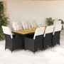 Set de mesa y sillas de jardín 9 pzas y cojines ratán PE negro en Conjuntos de jardín | Comprar online en Foru.es