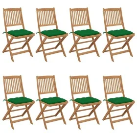 8 Stück klappbare Gartenstühle und Kissen aus massivem Akazienholz von vidaXL, Gartenstühle - Ref: Foro24-3075041, Preis: 356...