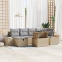 Conjunto de Sofá de Jardín de 7 Piezas con Cojines Beige de Ratán Poliéster de , Sofás de exterior - Ref: Foro24-3359877, Pre...