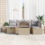 Conjunto de Sofá de Jardín de 7 Piezas con Cojines Beige de Ratán Poliéster de , Sofás de exterior - Ref: Foro24-3359877, Pre...