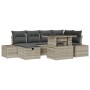 Conjunto de Sofás de Jardín de 7 Piezas con Cojines Gris Claro Ratán Poliéster de , Sofás de exterior - Ref: Foro24-3359879, ...