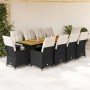 Set de mesa y sillas de jardín y cojines 11 pzas ratán PE negro en Conjuntos de jardín | Comprar online en Foru.es