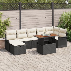 Conjunto de Sofás de Jardín de 8 Piezas con Cojines Ratán Poliéster Negro de , Sofás de exterior - Ref: Foro24-3359918, Preci...