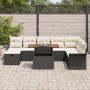 Juego de Sofá de Jardín de 9 Piezas con Cojines Negros de Ratán Poli de , Sofás de exterior - Ref: Foro24-3359925, Precio: 56...