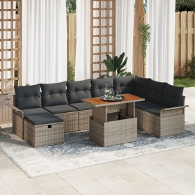 Juego de Sofá de Jardín de 9 Piezas con Cojines Gris Ratán PE de , Sofás de exterior - Ref: Foro24-3359926, Precio: 587,48 €,...
