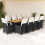 Set de mesa y sillas de jardín y cojines 11 pzas ratán PE negro en Conjuntos de jardín | Comprar online en Foru.es