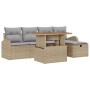 Juego de Sofá de Jardín de 6 Piezas con Cojines Beige Ratán Poli de , Sofás de exterior - Ref: Foro24-3359962, Precio: 415,22...