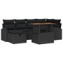 Juego de Sofá de Jardín de 7 Piezas con Cojines Negro Ratán Poliéster de , Sofás de exterior - Ref: Foro24-3359971, Precio: 4...