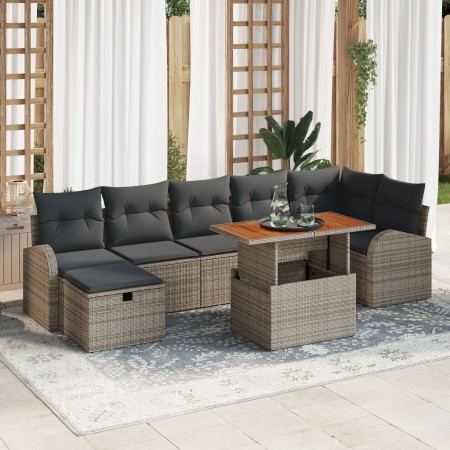 Conjunto de Sofás Jardín de 8 Piezas con Cojines Gris Ratán Polimérico de , Sofás de exterior - Ref: Foro24-3359975, Precio: ...