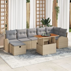 Conjunto de Sofá de Jardín de 8 Piezas con Cojines Beige Ratán Polito de , Sofás de exterior - Ref: Foro24-3359976, Precio: 5...