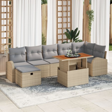 Conjunto de Sofá de Jardín de 8 Piezas con Cojines Beige Ratán Polito de , Sofás de exterior - Ref: Foro24-3359976, Precio: 5...