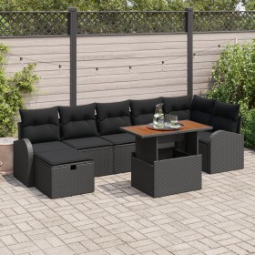 Conjunto de Sofá de Jardín de 8 Piezas con Cojines Ratán Polivinílico Negro de , Sofás de exterior - Ref: Foro24-3359978, Pre...