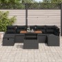 Conjunto de Sofá de Jardín de 8 Piezas con Cojines Ratán Polivinílico Negro de , Sofás de exterior - Ref: Foro24-3359978, Pre...