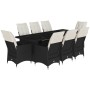 Set de mesa y sillas de jardín 9 pzas y cojines ratán PE negro en Conjuntos de jardín | Comprar online en Foru.es