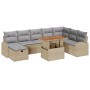 Conjunto de Sofá de Jardín de 9 Piezas con Cojines Beige Poliratán de , Sofás de exterior - Ref: Foro24-3359983, Precio: 607,...