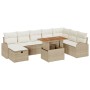 Juego de Sofá de Jardín de 9 Piezas con Cojines Beige Poliratán de , Sofás de exterior - Ref: Foro24-3359984, Precio: 622,46 ...