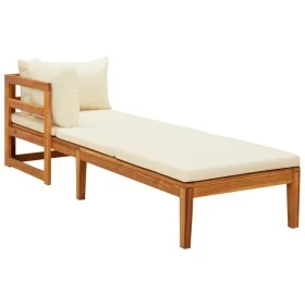 Lounger 1 armrest with cream cushions solid acacia wood by vidaXL, Modular outdoor sofas - Ref: Foro24-316313, Price: 195,31 ...
