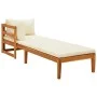 Lounger 1 armrest with cream cushions solid acacia wood by vidaXL, Modular outdoor sofas - Ref: Foro24-316313, Price: 195,31 ...