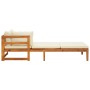 Tumbona 1 reposabrazos con cojines crema madera maciza acacia de vidaXL, Sofás modulares de exterior - Ref: Foro24-316313, Pr...