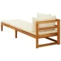 Lounger 1 armrest with cream cushions solid acacia wood by vidaXL, Modular outdoor sofas - Ref: Foro24-316313, Price: 195,31 ...