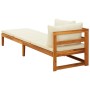 Tumbona 1 reposabrazos con cojines crema madera maciza acacia de vidaXL, Sofás modulares de exterior - Ref: Foro24-316313, Pr...