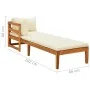 Lounger 1 armrest with cream cushions solid acacia wood by vidaXL, Modular outdoor sofas - Ref: Foro24-316313, Price: 195,31 ...