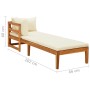 Tumbona 1 reposabrazos con cojines crema madera maciza acacia de vidaXL, Sofás modulares de exterior - Ref: Foro24-316313, Pr...