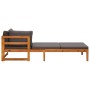 Tumbona con 1 reposabrazos gris oscuro madera maciza acacia de vidaXL, Sofás modulares de exterior - Ref: Foro24-316318, Prec...