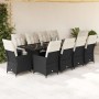 Set de mesa y sillas de jardín 11 pzas y cojines ratán PE negro en Conjuntos de jardín | Comprar online en Foru.es