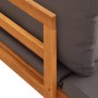 Tumbona con 1 reposabrazos gris oscuro madera maciza acacia de vidaXL, Sofás modulares de exterior - Ref: Foro24-316318, Prec...
