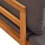 Tumbona con 1 reposabrazos gris oscuro madera maciza acacia de vidaXL, Sofás modulares de exterior - Ref: Foro24-316318, Prec...