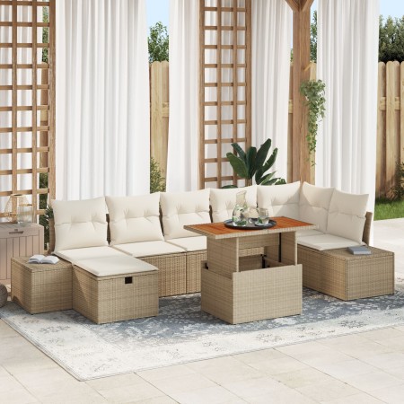 Conjunto de Sofás de Jardín de 8 Piezas con Cojines Beige Poliratán de , Sofás de exterior - Ref: Foro24-3360061, Precio: 582...