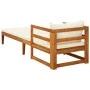 Tumbona con cojines crema madera maciza de acacia de vidaXL, Sofás modulares de exterior - Ref: Foro24-316312, Precio: 169,21...