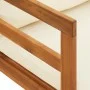 Tumbona con cojines crema madera maciza de acacia de vidaXL, Sofás modulares de exterior - Ref: Foro24-316312, Precio: 169,21...