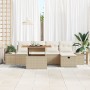 Set de Sofás de Jardín de 6 Piezas con Cojines Beige Ratán Sintético de , Sofás de exterior - Ref: Foro24-3360076, Precio: 46...