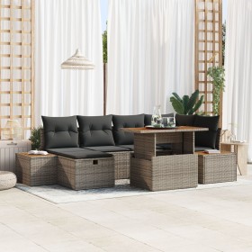Juego de Sofás de Jardín de 7 Piezas con Cojines Gris Poliratán de , Sofás de exterior - Ref: Foro24-3360079, Precio: 510,98 ...