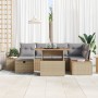 Conjunto de Sofá de Jardín de 7 Piezas con Cojines Beige de Ratán Poliéster de , Sofás de exterior - Ref: Foro24-3360080, Pre...