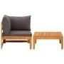 Set muebles de jardín 2 pzas cojines gris oscuro madera acacia de vidaXL, Sofás modulares de exterior - Ref: Foro24-316321, P...