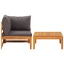 Set muebles de jardín 2 pzas cojines gris oscuro madera acacia de vidaXL, Sofás modulares de exterior - Ref: Foro24-316321, P...