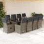 Set de mesa y sillas de jardín 11 pzas y cojines ratán PE gris en Conjuntos de jardín | Comprar online en Foru.es